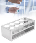Stainless Steel Test Tube Holder Rack With Polished Finish Pro Grade Multifunctional Laboratory Tube Stand Compact And Lightweight Ideal For 40mm Tubes 10 Holes Wide Applications.