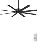 Xtreme H2O 65 Inch Outdoor Ceiling Fan With DC Motor In Coal Finish, Damp Rated, Remote Control, fan blades and remote view