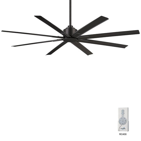 Xtreme H2O 65 Inch Outdoor Ceiling Fan With DC Motor In Coal Finish, Damp Rated, Remote Control, fan blades and remote view