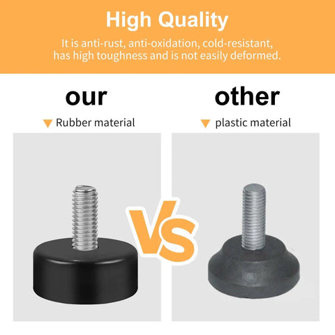 Comparison of M6 Thread Furniture Feet Levelers 8 Pieces Anti Slip Adjustable Leveling Feet Screws with black rubber base and plastic feet