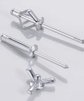 150 Pc Tri Fold Trim Rivets 3/16 X 1 Inch Black Aluminum Blind Rivets For Boat Kayak Setup showing aluminum rivets and a trifold fastener.