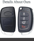Front and back view of Hyundai Key Fob Shell Case Replacement For Sonata And Santa Fe Folding Keyless Entry Remote with 4 Button Pad Cover.