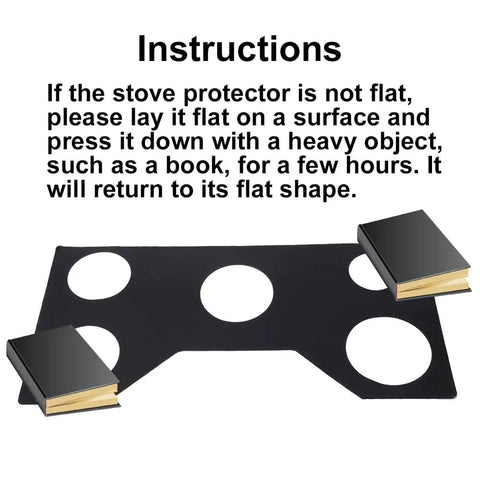 36 Inch Gas Range Protectors For GE Ranges, Ultra Thick 0.4mm Nonstick Burner Liners with books as flattening instructions