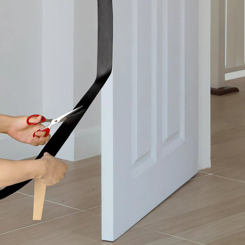 Cutting Straight Up Heavy Duty Neoprene Weather Stripping Foam Seal Tape 99 Feet 2 Inch Wide X 1/8 Inch Thick for door insulation.