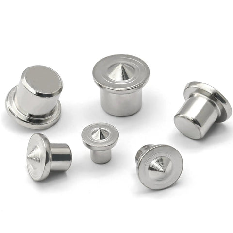 Rock Solid Stainless Steel Dowel Pins Center Point Set With 40 Pieces Precision Drilling Template, showing six precision dowel pins.
