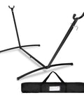 Portable 9 Foot Two Person Hammock Stand Built Tough Steel Frame Supports Up To 620 Lbs Static Capacity Weather Resistant Black