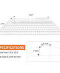 Diagram showing Heavy Duty Polyester Plant Trellis Netting 5 Ft By 15 Ft With 6 Inch Mesh Workhorse specifications