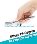 Stubby Metric Combination Wrench Set 12 Piece 8 To 19 mm Chrome Vanadium Hand Tools For Tight Spots Rust Resistant Chrome Finish Short Beam For Accessing Hard To Reach Fasteners, 15-degree offset