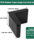Rubber Angle Iron End Caps 20 Pack Black L Shaped Corner Protectors that grip tight, measuring 35mm x 31mm, for floor protection.
