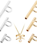 Image of a must have 6 pack pin to pendant converters in gold and silver copper finish for DIY jewelry making pendant converter pin necklace adapters compatible with 8mm 13mm and 20mm components.