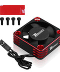 Heavy Duty 30mm RC Motor Cooling Fan With Heatsink, 28,000 RPM ESC Cooler For 540 550 Brushless Motors, Black Red design.