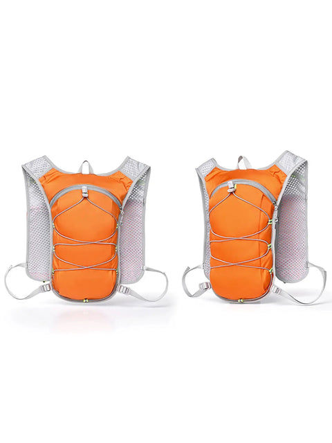 Orange Women Hydration Vest Backpack For Running Hiking Cycling And Climbing with reflective strips, front view of tank style design