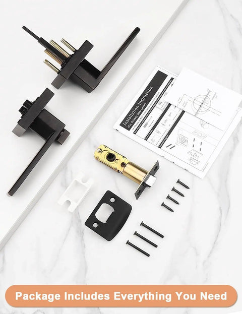 8 Pack Oil Rubbed Bronze Privacy Door Handles For Interior Doors Vintage Square Levers with installation components