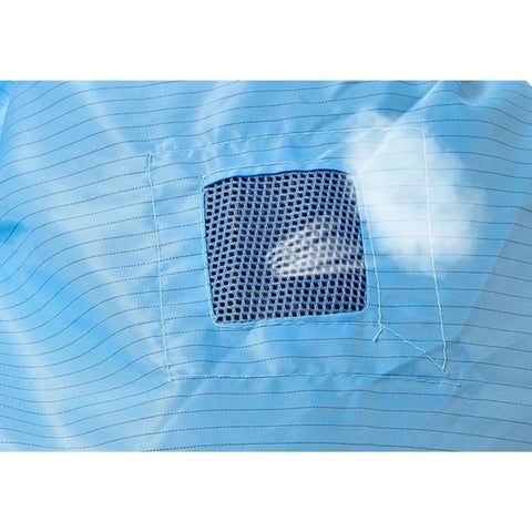 Close-up of ventilated mesh window on No Sweat Antistatic Work Caps Featuring Ventilated Mesh Window Durable Dust Proof Headgear Four Pack Cleanroom Floor Gear Unisex Sharp Navy Blue Shade For Electronics And Food Processing Zones Today.