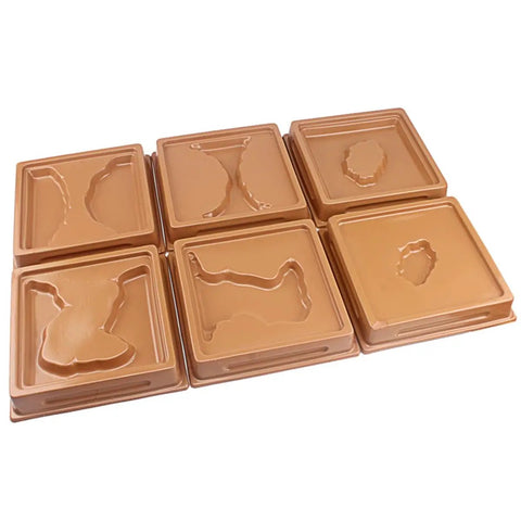 Earth science molds from Ten Piece Montessori Geography Learning Toy Set For Kids With Earth Science Molds For Land And Water Forms For Preschool Education And Fun Hands On For Early Development And Curiosity.