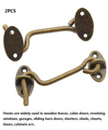 2 Pack Solid Copper Barn Door Latches, Heavy Duty 3 Inch Gate Locks With Hook And Eye, Antique Brass Finish
