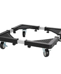 Adjustable Appliance Dolly Base With Four Locking Casters For Moving Washers Dryers Mini Fridges And Storage Units, shown from top angle.