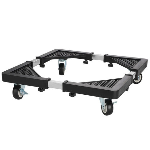 Adjustable Appliance Dolly Base With Four Locking Casters For Moving Washers Dryers Mini Fridges And Storage Units, shown from top angle.