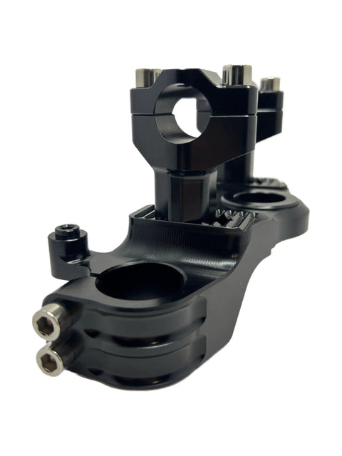 Honda CRF Billet Riser Top Triple Clamp And Bar Mount Black CNC Machined Aluminum for CRF 110 And 125F Dirt Bikes close-up