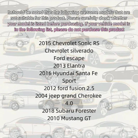 List of car models unsuitable for Heavy Duty A C Expansion Valve for Auto Air Conditioning Systems usage
