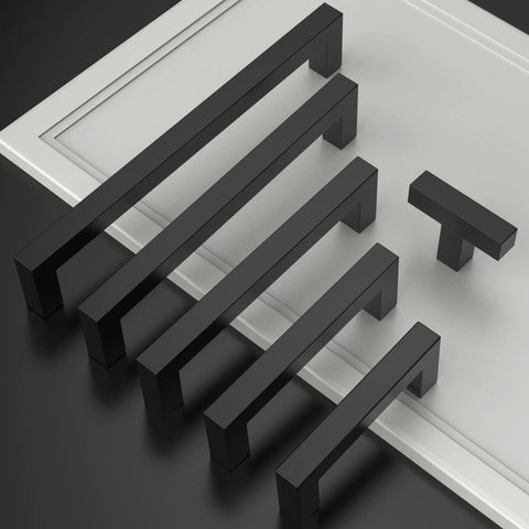 10 Pack Matte Black 5 Inch Cabinet Handles 128mm Stainless Steel Cupboard Drawer Pulls For Kitchen Cabinets Dresser Furniture Hardware
