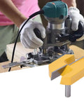 8mm Shank Carbide Tipped Router Bit For Bottom Cleaning And Slab Flattening, 57x40x15mm Size shown with operator at work