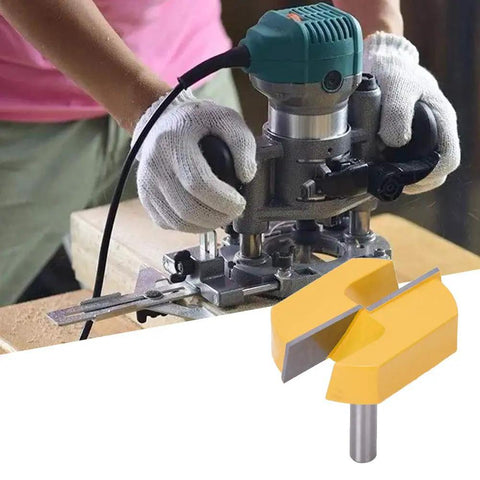 8mm Shank Carbide Tipped Router Bit For Bottom Cleaning And Slab Flattening, 57x40x15mm Size shown with operator at work