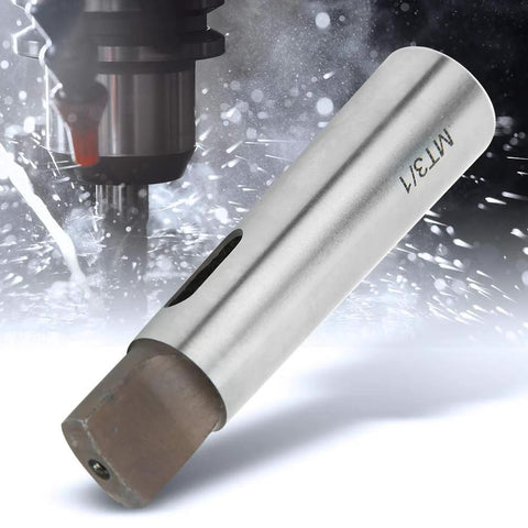 ANKROYU MT3 to MT1 taper reducing adapter sleeve; high-speed steel, silver metal for lathe milling