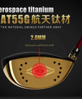 Aerodynamic Titanium Golf Driver For Men Featuring Slotted Carbon Shaft And Rear Mass Weighting, showing DAT55G face and 2.0mm design.
