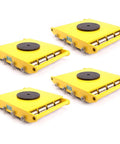 Rip Through Floors Heavy Duty Industrial Dolly Moving Skate Low Profile Machinery Cart With 360 Swivel Turntable Non Slip Grip, four yellow carts.