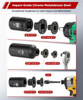 Low Profile Impact Socket Adapter Set With Color Coded Cr-Mo Drive Adapters From 1/4 To 1 Inch For Tight Spots exploded view