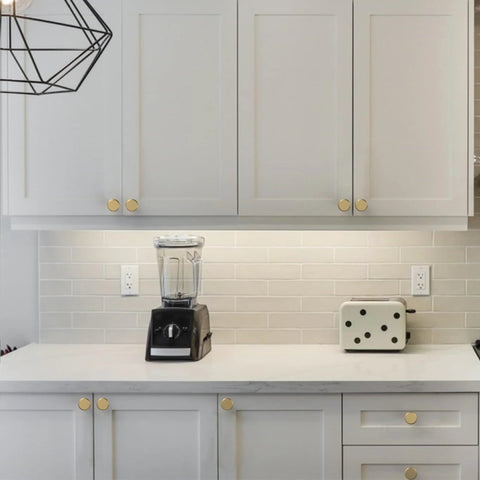 Kitchen cabinets with 10 Pack Champagne Bronze Cabinet Knobs for Kitchen Cabinets and Dressers, Zinc Hardware with Rust Proof Finish.