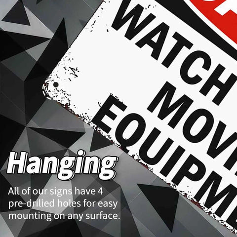 12 X 8 Inch Aluminum Danger Sign Heads Up Watch Out For Moving Equipment Metal Sign with pre-drilled hanging holes.