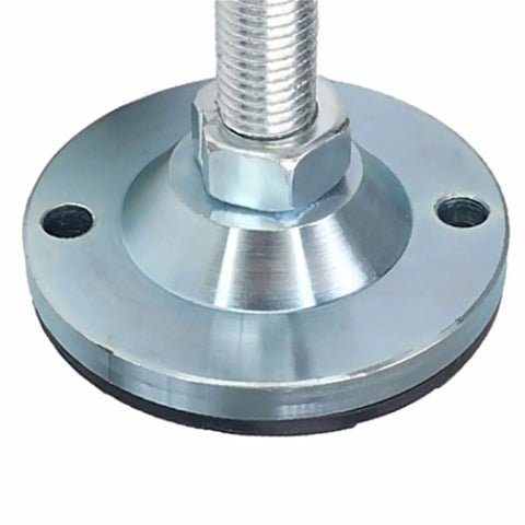 Heavy Duty Carbon Steel Adjustable Leveling Feet Four Pack Thick Equipment Support Pads Quick Threaded Base close-up of the base.