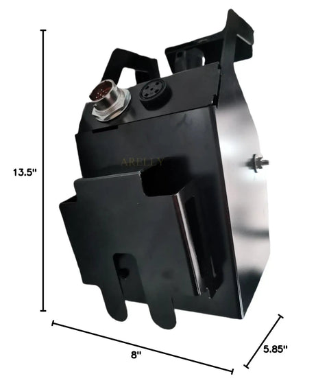 Rock Solid Heavy Duty JLG Platform Control Box For AE1932 ES3246 R2632 Boom Lifts Replaces JL1001274604S shown at an angle with dimensions.