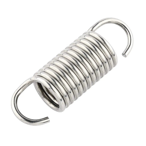 Top Shelf Stainless Steel Furniture Replacement Springs For Recliner Sofa Beds Rollaway And Trundle Set Of Eight With Tight Coil Design No Sweat Installation Rock Solid Seat Support Boss Grade Build, close-up of a stainless steel spring.