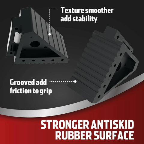 Heavy Duty Rubber Wheel Chocks For Cars, SUVs, Trucks And ATVs, Solid Tire Stop Block With Wide Handle