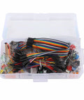 Transparent box with multicolored wires and components from Starter Electronics Component Kit With Resistor Capacitor Diode Modules For Beginners