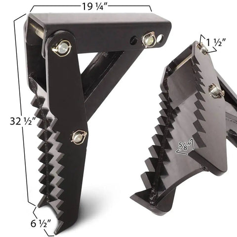 32 Inch Beefy Extreme Weld On Backhoe Thumb Clamp With Five Eighths Inch Steel Plate Assembly Adjustable Teeth Bars close-up view