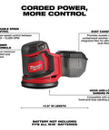 Kickass Five Inch Random Orbit Sander Bare Tool With Quick Variable Speed Dial And Smooth Finishing Muscle Plus Premium Heavy Duty Rolling Cart For Pro Shop Storage And Woodworking Builds showing variable speed control and dust canister.