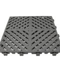 Gray Modular Interlocking Deck Tiles 13x13 Inch Heavy Duty For Garage Floors Car Wash Facilities Indoor Outdoor Use close-up view