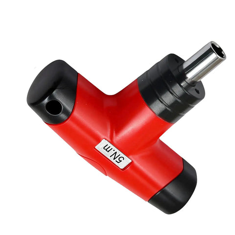 Garosa T Handle Preset Torque Wrench Pro Slip Click Tool For Electrical Repair Workshop Stainless Steel 5Nm 1/4 Inch Hex with black and red design.