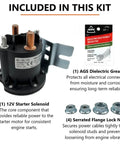 12V Solenoid Switch Relay Kit With Genuine Trombetta 684 1261 212 PowerSeal Contactor showing solenoid, grease, lock nuts