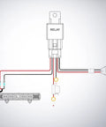 Diagram of 16 AWG wiring harness kit for 20 Inch 126W LED Light Bar Spot Flood Combo for Off Road Driving with relay and connectors.
