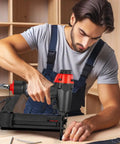 Heavy Duty 18 Gauge Brad Nailer And Narrow Crown Stapler Combo with compact aluminum body used for upholstery work.