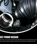 Two Pack CV Boot Kit With Four Stainless Steel Clamps And Six Cable Ties, Silicone CV Joint Boot Set close-up on vehicle axle.