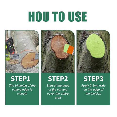DIY Friendly Tree Pruning Sealer Paste With Brush, 100g Wound Repair Sealer For Trees, Grafting Garden Pruning Paste, Quick Heal Formula, Antisepsis For Pruning Cuts, Reduces Water Loss And Nutrient Drain, No Fuss To Use. how-to-use steps on tree wound cut repair