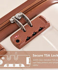 Close-up of TSA lock on ABS hardside luggage set with spinner wheels