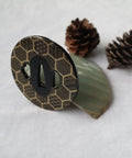 Iron Carved Tsuba Koshirae For Samurai Sword TDH 010 2.95 Inch Guard, intricate design, 75mm x 75mm with 26mm inner opening.