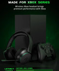 Wireless Gaming Headset For Xbox Series X S And Xbox One And PlayStation Switch And Mac With Bluetooth next to Xbox console